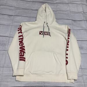 Vans Off The Wall Mens Size Large Hoodie Sweatshirt Pullover Cream Off White